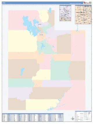 Utah ColorCast style ZIP Code wall map