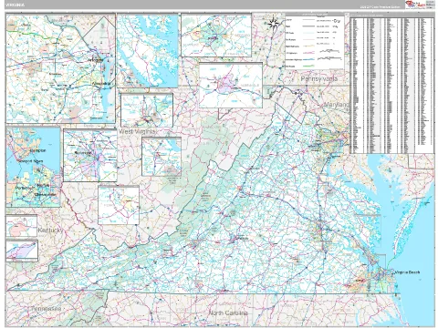 Virginia ZIP Code wall map in the Classic Style