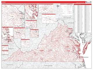 Virginia RedLine style ZIP Code wall map