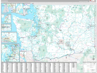 Washington Classic style ZIP Code wall map