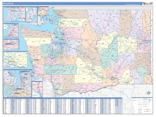 Washington ColorCast style ZIP Code wall map