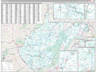 West Virginia Classic style ZIP Code wall map
