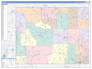 Wyoming ColorCast style ZIP Code wall map
